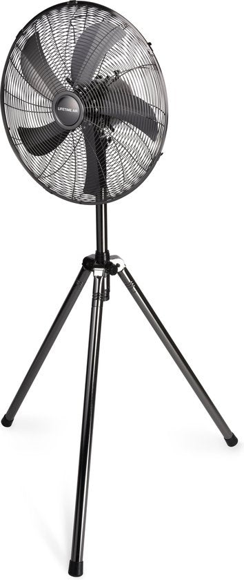 Lifetime Ventilateur tripode - 230V - Hauteur 125-145 CM - Trépied - 3 vitesses - Fonction oscillante - Inclinaison - Argent