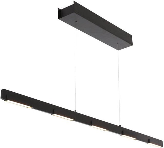 Suspension Bloc 3296ZW noire, réglable en hauteur, en verre et métal - Steinhauer, 120 cm, avec module LED et variateur d'intensité