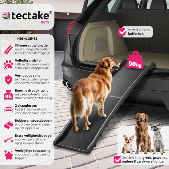 tectake® - Marchepied pour chien - Marchepied pour chien - Escalier pour chien - pliable et antidérapant, jusqu'à 90kg