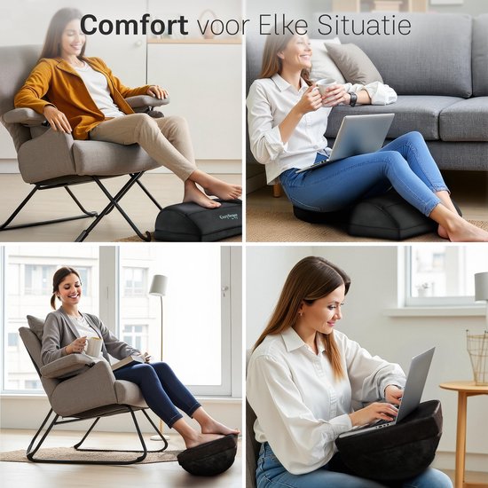 CozySense® Footrest Desk - Tabouret ergonomique à 2 hauteurs - Antidérapant et housse Sherpa lavable - Repose-pieds pour la maison et le bureau - Noir