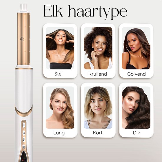 Sansbeauté® 7-in-1 Airstyler - Multistyler - Brosse sèche-cheveux cheveux courts - Hairstyler - Sèche-cheveux - Brosse sèche-cheveux - Brosse chauffante - Brosse à boucler - Pince à boucler - Brosse coiffante - Coldshot - Câble rotatif