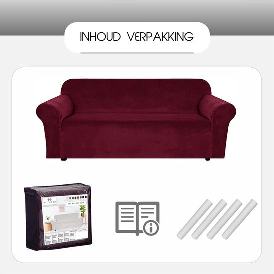 Hilvard - Housse de canapé Stretch canapés 3 places - Housse de siège - Housse de canapé - Housse de siège Pets - Housse de canapé - Lavable - Rouge Bordeaux