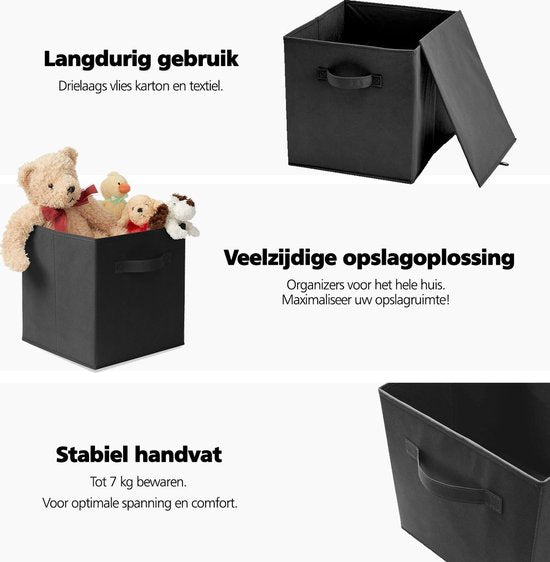 SWILIX® Panier de rangement multifonctionnel / Boîte de rangement - organiseur de placards - 6 pièces - 20 L - Noir
