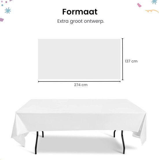 Partizzle 2x Nappe en plastique jetable - Décorations pour futures mariées - Décoration de mariage à Noël - Anniversaire - Blanc - 274 x 137 cm