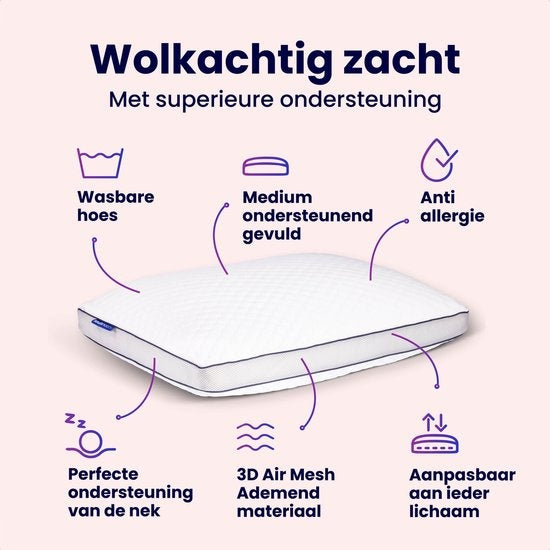 Oreiller en mousse à mémoire de forme Soulsnooze® Dawn - 100 nuits de sommeil d'essai - Design personnalisable - Oreiller contre les douleurs cervicales - Convient aux dormeurs sur le dos, sur le côté et sur le ventre - Mousse à mémoire de forme déchiquet