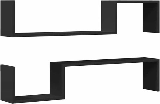 vidaXL Lot de 2 étagères murales – 100 x 15 x 20 cm – Noir – Bois laqué