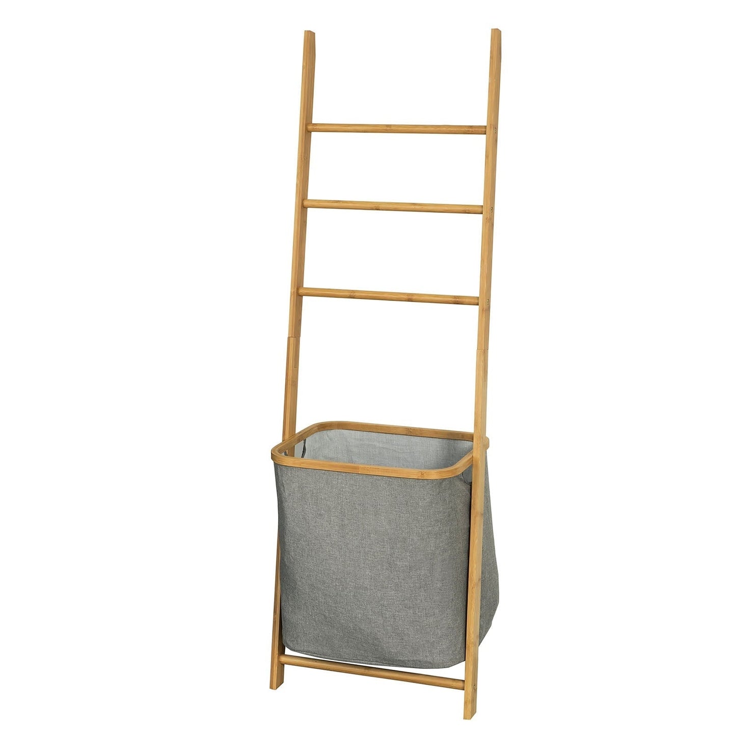 SoBuy Etagère de salle de bain - 3 tringles - Panier à linge amovible - 44x27x138 cm - Bambou