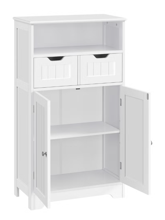 Armoire de salle de bains Yaheetech avec étagère réglable - Blanche - 60 x 30 x 104,5 cm