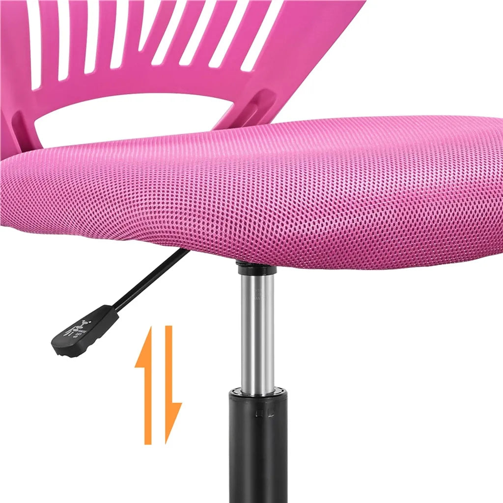 Chaise de bureau réglable Yaheetech 50 x 55 x 79-92 cm - Rose - Chaise pivotante sans accoudoirs