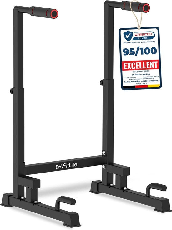 DH FitLife Dip Bars | Dip Stand Station | Power Station Fitness Equipment for Home | Parallettes Calisthenics Training Equipment | Individually Adjustable Height for Strength Training