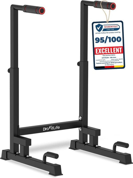 DH FitLife Dip Bars | Dip Stand Station | Power Station Fitness Equipment for Home | Parallettes Calisthenics Training Equipment | Individually Adjustable Height for Strength Training