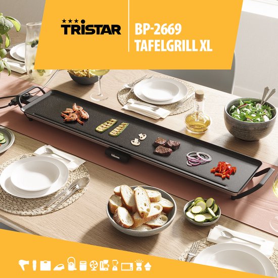 Tristar Griddle - BP-2670 - 1800W - Gourmet, Plaque de gril XXL 100x23cm - 10-12 personnes