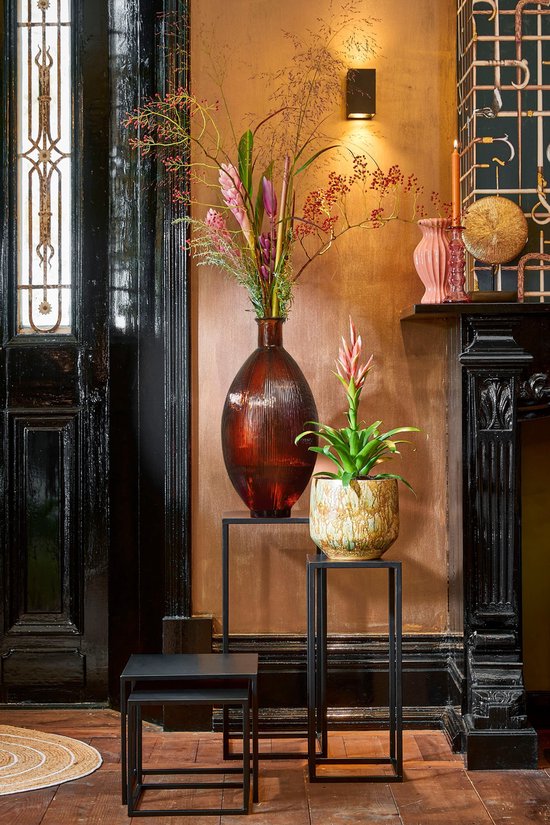 Vase bouteille Firenza Mica Decorations - H59 x Ø29 cm - Verre recyclé - Marron foncé