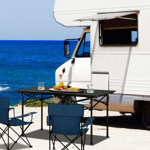 Table de camping Coast Aluminium avec sac de transport - 95 x 55 x 50 cm - Max. 60 kg - Noir