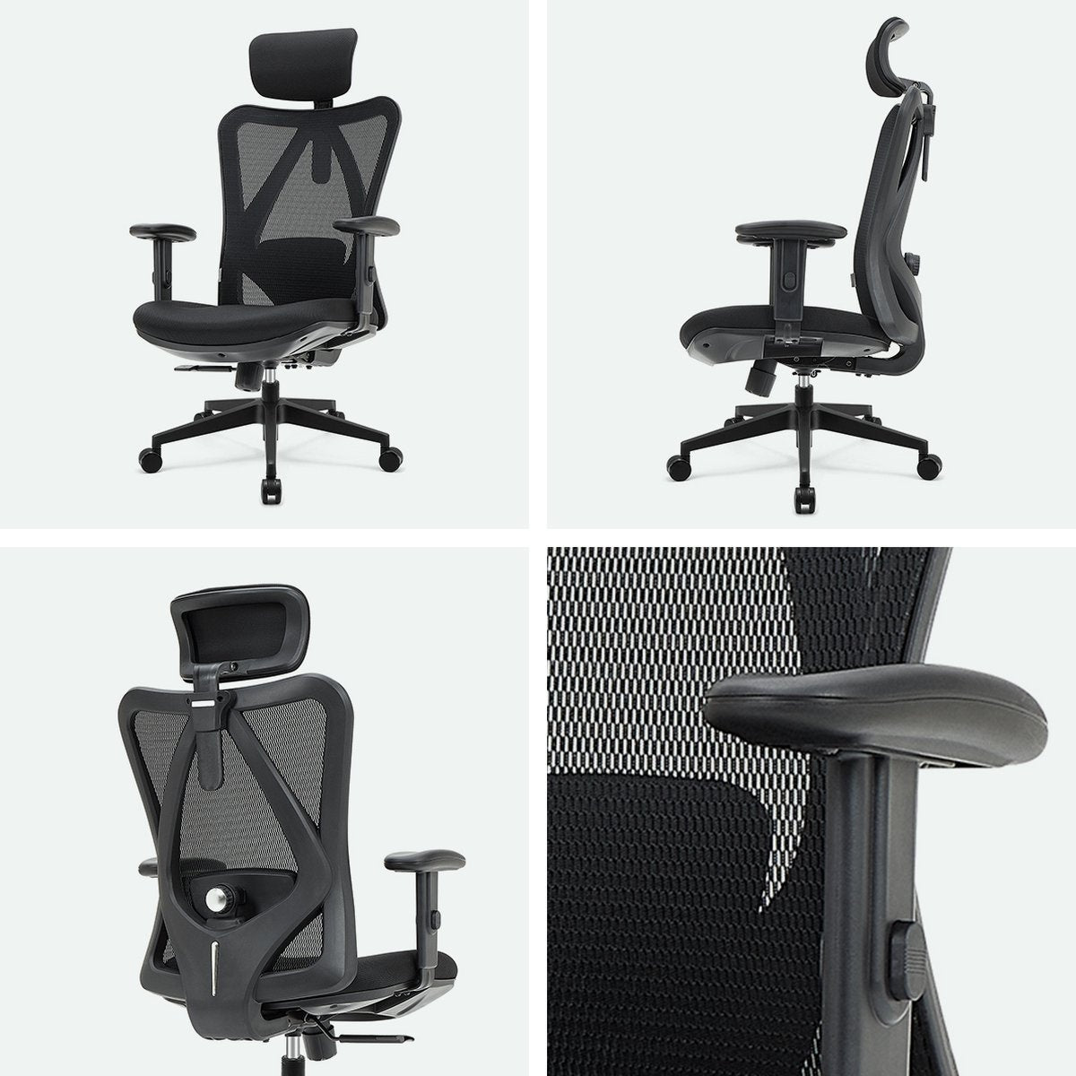 LifeGoods - Chaise de bureau ergonomique - Noir