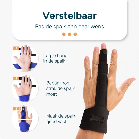 Attelle de doigt - Doigt du milieu - Taille unique - Convient à tous les doigts - Attelle de doigt - Noir - Attelle de doigt - Attelle de doigt - Index - Gâchette - Annulaire - Doigt en maillet - Attelle