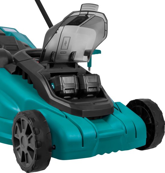 VONROC Tondeuse à batterie 40V - 38cm - Réglage central de la hauteur - Deux batteries 4.0Ah et double chargeur rapide inclus