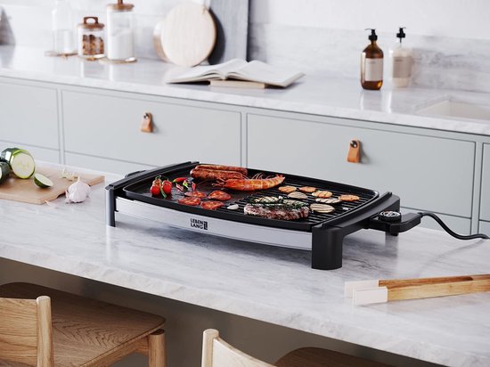 Plaque de gril électrique LEBENLANG - 2000 Watt - 4 à 8 personnes - Idéal pour l'intérieur et l'extérieur - 32.1 x 54.5 x 6.5 cm - noir