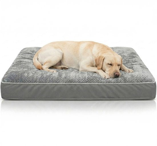 Coussin orthopédique pour chien Happysnoots® - Panier pour chien XXL 100 x 70 x 12 cm - Lit pour chien lavable pour grands chiens - Gris avec fermeture éclair