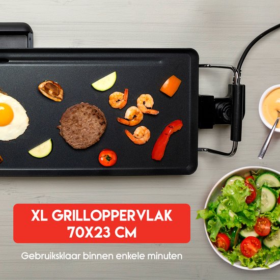 alpina Teppanyaki griddle - Plaque de gril - Set gourmet 4 personnes - 70 x 23cm - 2000W