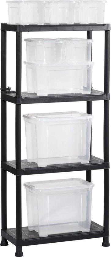 Keter Stellingkast Plus 60/4 - Étagère de rangement à 4 tablettes - 60 x 30 x 135 cm - Noir