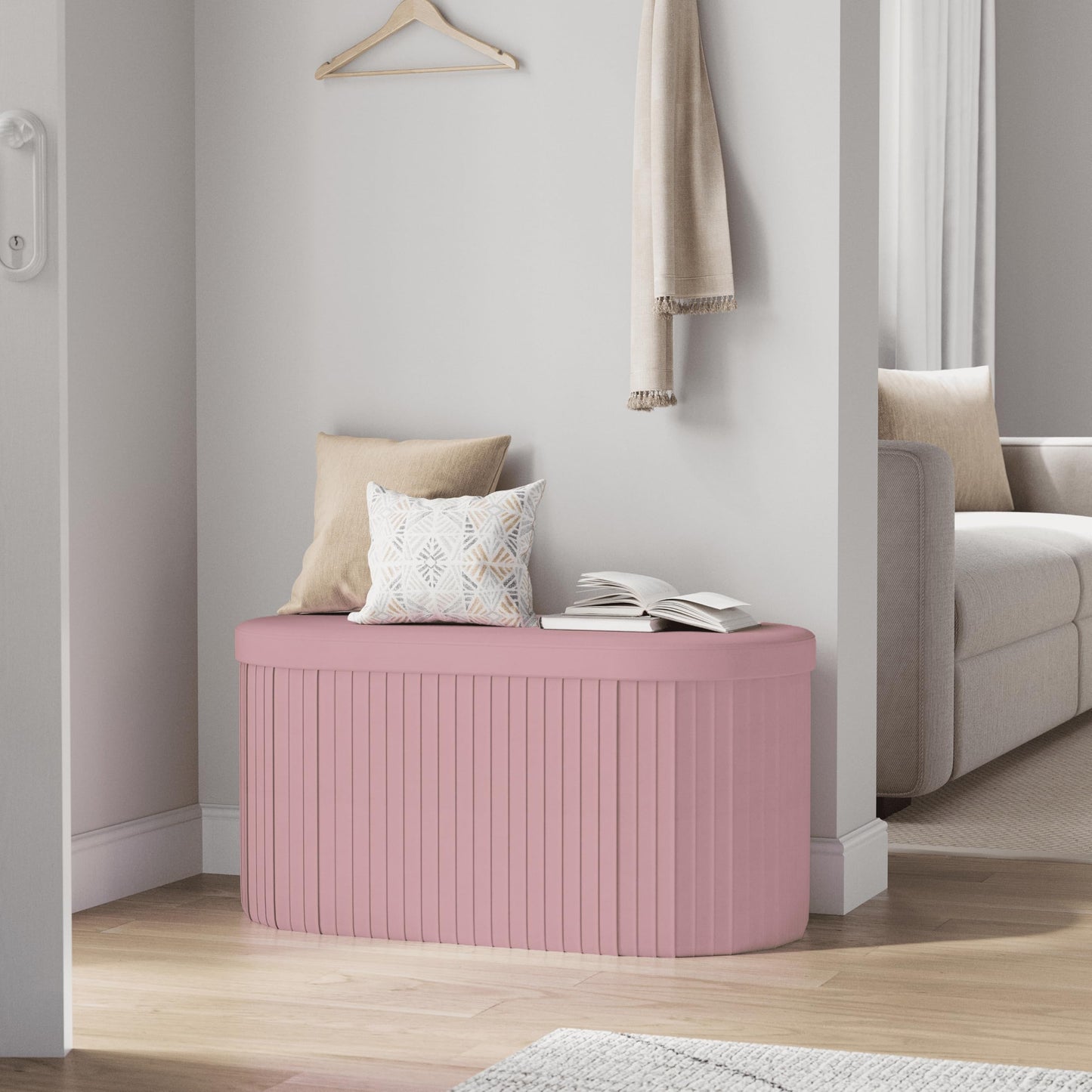 Banc de rangement Woltu - Pliable - 76 L - 76 x 38 x 38 cm - Rose pastel
