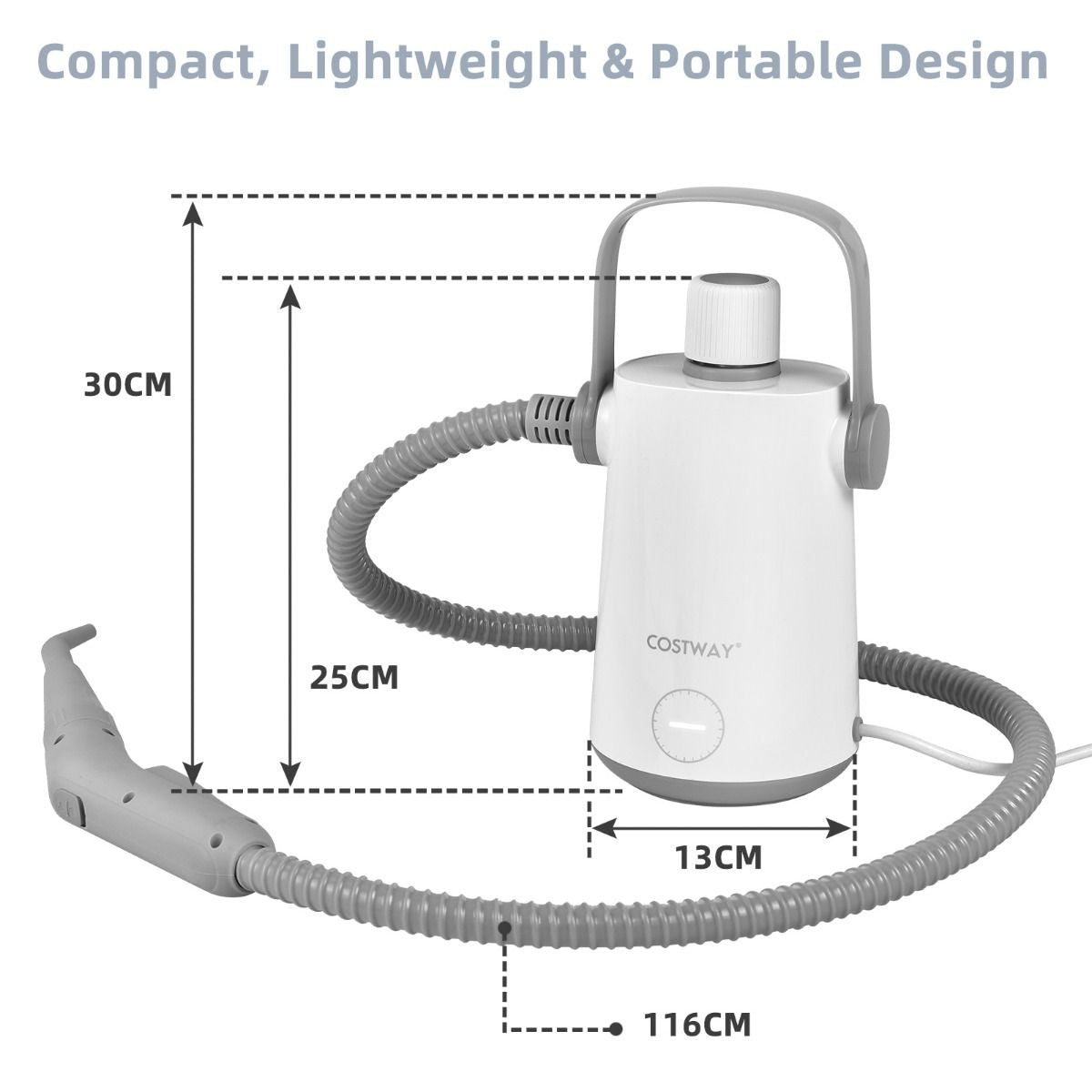 Nettoyeur vapeur portatif Coast - 1000W - 300ml - 10 accessoires inclus - Gris/Blanc