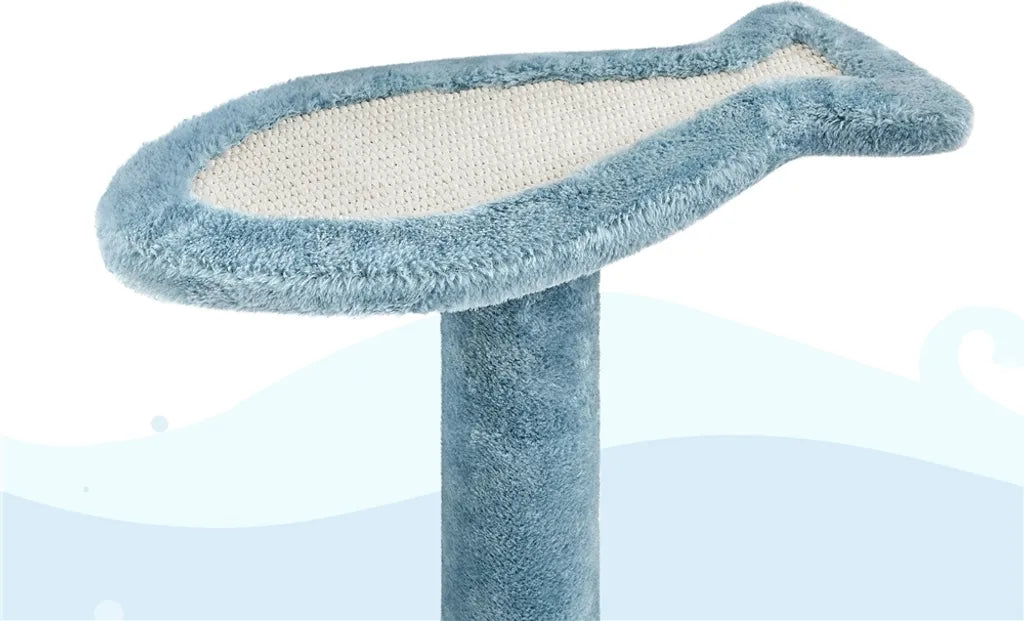 Arbre à chat Yaheetech « Océan » 93 x 55 x 184 cm - Bleu/Blanc - Arbre à chat avec maisonnettes et poteaux en sisal