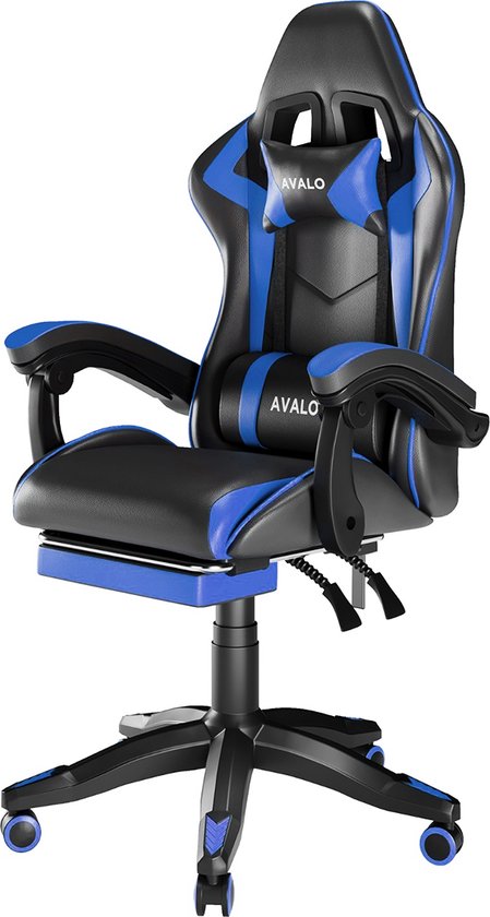 Avalo Gaming Chair - Chaise de jeu - Chaise de bureau ergonomique réglable - Chaise de jeu - Chaise de jeu - Noir/Bleu