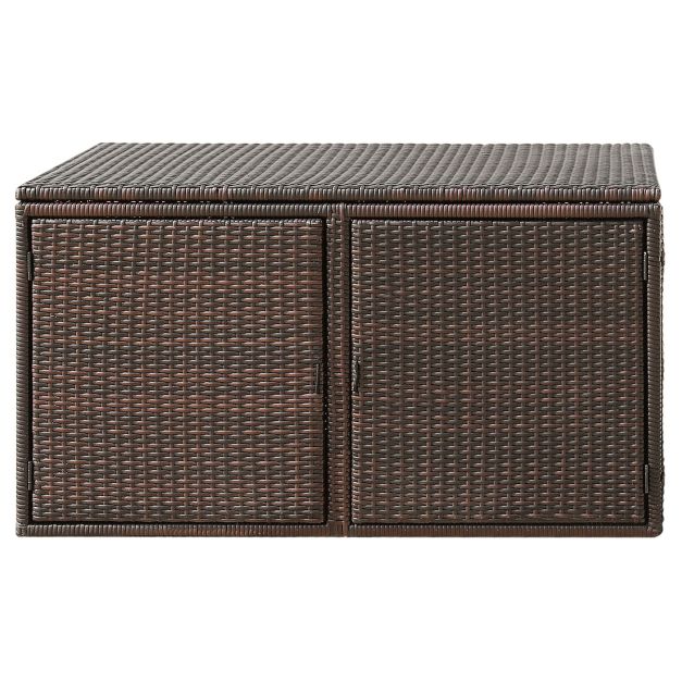 Coast Rattan Terrace Box 335 L - Brown - 115 x 60 x 65 cm - Boîte de rangement de jardin résistante aux intempéries avec couvercle et 2 étagères