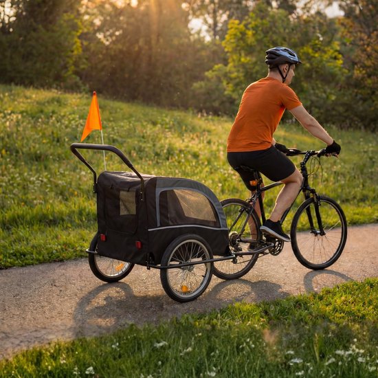 Outbee Bicycle Trailer For Kids - 2 in 1 Bicycle Trailer And Stroller - Kids' Bicycle Trailer - Kids' Buggy - 3 Wheels - With Flag