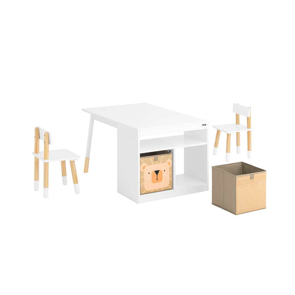 Ensemble de dessin et de jeu pour enfants avec table et 2 chaises - boîtes de rangement incluses - blanc - SoBuy KMB113-W