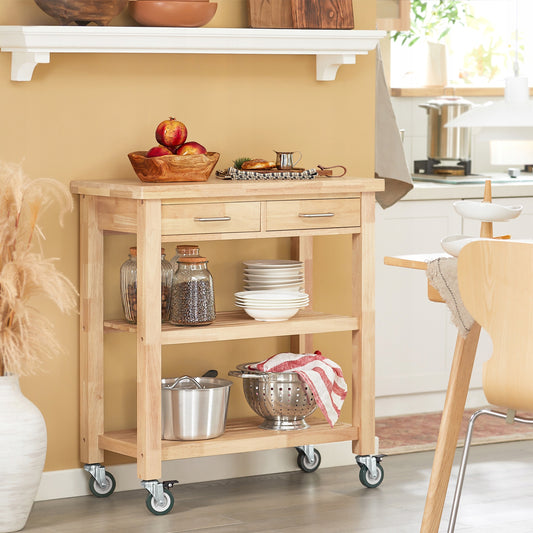 Chariot de cuisine SoBuy FKW24-II-N - Bois de hêtre - 40 x 80 x 90 cm
