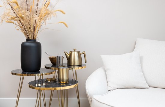 Vaja® Théière Juliette Gold - Double paroi - 1 litre - Théière en acier inoxydable avec filtre et porte-bouillon