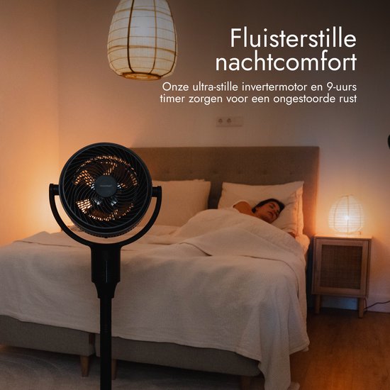 Ventilateur Bloomfold Breeze - 108 cm - Bleu nuit - Commande tactile - Oscillation 3D - Minuterie - 9 vitesses