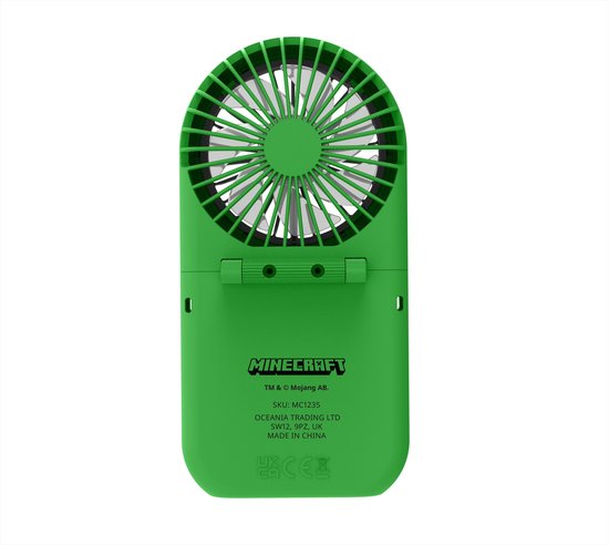 Minecraft - ventilateur - pliable - deux vitesses - rechargeable via USB-C - 4 heures d'autonomie - silencieux