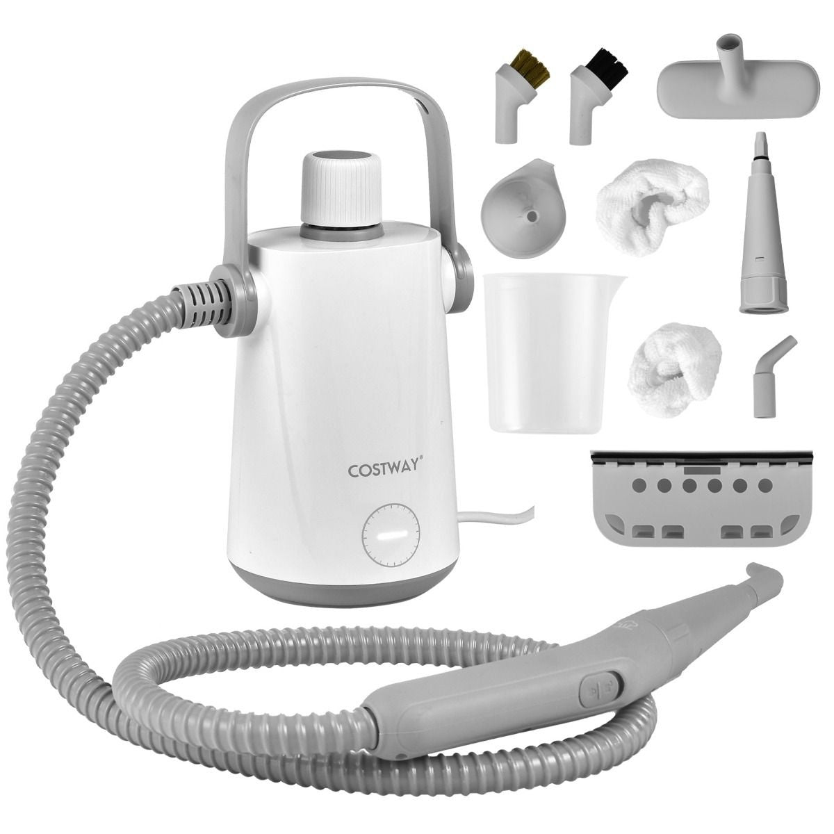 Nettoyeur vapeur portatif Coast - 1000W - 300ml - 10 accessoires inclus - Gris/Blanc