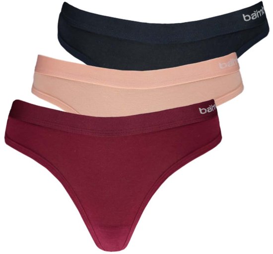 Lot de 3 strings en bambou pour femme - Taille XL