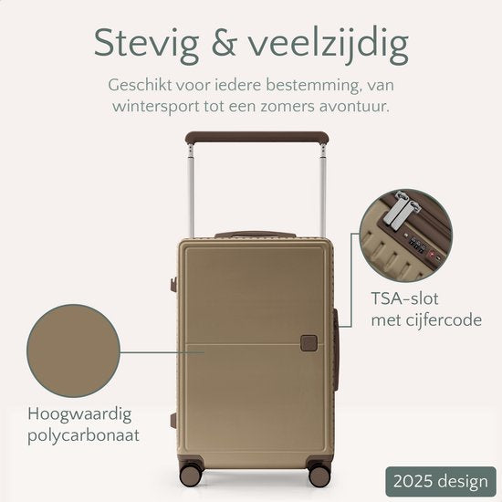 Skycases City Walker - Ensemble de valises 3 pièces | Léger et durable | 20, 24 et 28 pouces | Roues pivotantes à 360° | Verrouillage TSA | Housses de protection incluses - Champagne