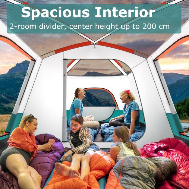 Costway Tente de camping - Pour 8-10 personnes - 420 x 305 x 200 cm - Bleu/vert