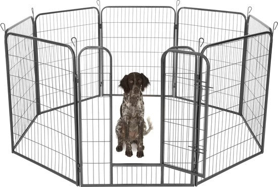 Enclos Pour Chiots/Chien, Tectake, Modulable, Ancrage du sol possible, Gris