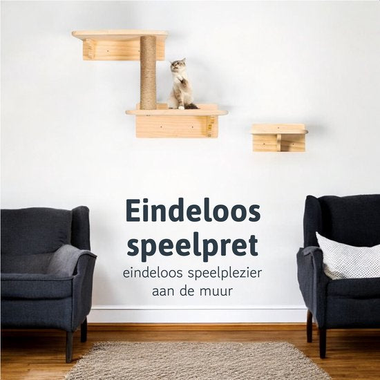 LBB Mur d'escalade pour chat - Convient à tous les chats - Griffoir inclus - Mur - Aussi pour les grands chats - Mur - Etagère - Meuble - Jouets pour chats - intelligence - Jouets