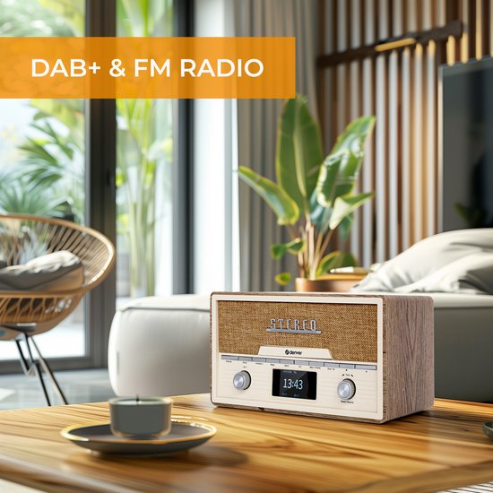 Radio - Denver - Bluetooth - Lecteur CD – Réveil - DAB /FM / AUX - Couleur bois