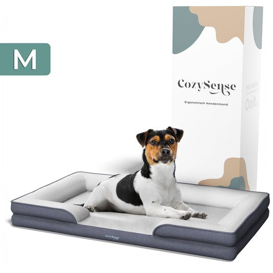 Panier orthopédique pour chien CozySense® - 75 x 45 cm - Taille M - Lit imperméable pour chien avec housse lavable - Convient comme coussin de banc - Blanc