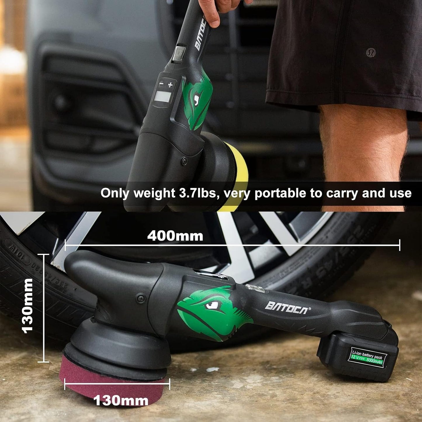 Polisseuse sans fil BATOCA S2 - 2 000-4 500 tr/min - Excentrique 8 mm - 125 mm - 2 batteries de 5 000 mAh
