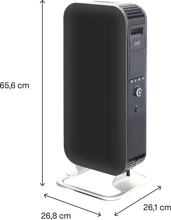 Mill AB-H1000DN BLACK - radiateur à huile design - 1 000 watts - n'assèche pas l'air - silencieux - noir - garantie de 5 ans