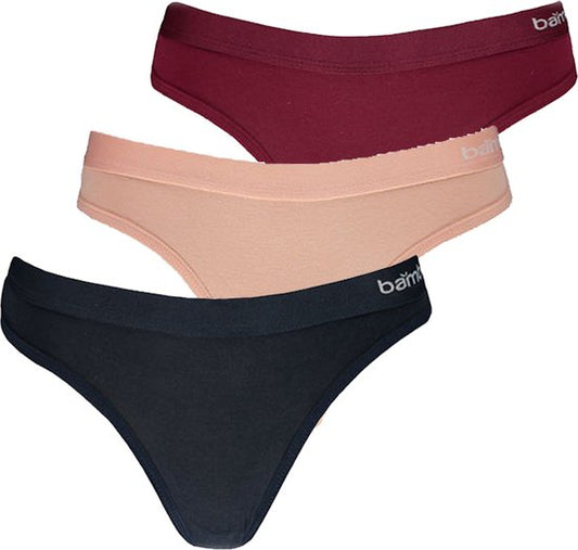 Lot de 3 strings en bambou pour femme - Taille XL