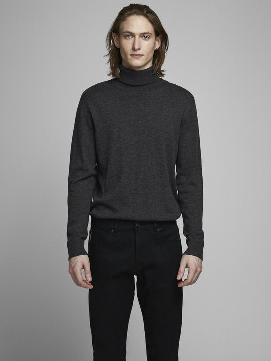 Jack & Jones - Pull Emil Knit Roll Neck pour homme - Gris - Taille XXL