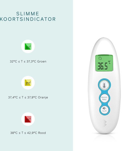 Bintoi® X100 - Thermomètre auriculaire digital - Thermomètre frontal infrarouge - Indicateur de température - thermomètre médical pour adultes et bébés - Corps du thermomètre digital - Mesure instantanée en 1 seconde - Piles incluses