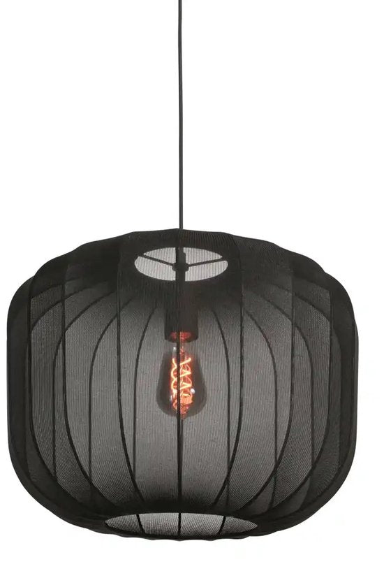 Anne Lighting - suspension - Sable - noir - lin et métal - Ø 45 cm - E27 - 4191ZW